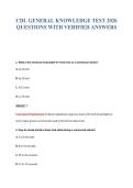 CDL GENERAL KNOWLEDGE TEST 2026&NewLine;QUESTIONS WITH VERIFIED ANSWERS