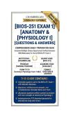 BIOS 251 Exam 1 Anatomy & Physiology I  Questions And Answers 2026&sol;2027 Chamberlain