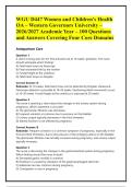 WGU D447 Women and Children's Health OA &ndash; Western Governors University &ndash; 2026&sol;2027 Academic Year &ndash; 100 Questions and Answers Covering Four Core Domains