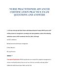 NURSE PRACTITIONER ADVANCED&NewLine;CERTIFICATION PRACTICE EXAM&NewLine;QUESTIONS AND ANSWERS