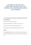 UNITEDHEALTHCARE &lpar;UHC&rpar;&NewLine;MEDICARE CERTIFICATION AND&NewLine;COMPLIANCE EXAM PREP QUESTIONS&NewLine;AND ANSWERS