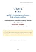 WGU E062 Task 2 Applied Project Management Capstone &vert; Complete Project Management Plan &vert; WBS&comma; Gantt Chart&comma; RACI&comma; Budget&comma; Risk Register & P&L &vert; 2026 Updated