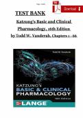 Test Bank for Katzung&rsquo;s Basic and Clinical Pharmacology&comma; 16th Edition by Todd W&period; Vanderah &vert; ISBN&colon; 9781260463309 &vert; Chapters 1&ndash;66 &vert; All Chapters &vert;  Questions & Answers &vert; Complete Exam Prep 