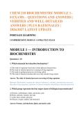 CHEM 210 BIOCHEMISTRY MODULE 1&NewLine;8 EXAMS &ndash; QUESTIONS AND ANSWERS &vert; &NewLine;VERIFIED AND WELL-DETAILED &NewLine;ANSWERS &vert; PLUS RATIONALES &vert; &NewLine;2026&sol;2027 LATEST UPDATE