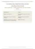 Club Pilates Written Final Exam 2026&sol;2027 &vert; 250 Q&A &vert; Practice Exam &vert; Pass Guaranteed - A&plus; Graded&NewLine;&NewLine;