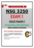 Galen NSG 3250 Exam 1 Adult Health I &ndash; &lpar;2026&rpar; Actual Questions & Answers &lpar;Guarantee Pass&rpar;