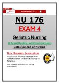 NU 176 &lpar;Exams 1 - 4&rpar; Geriatric Nursing Bundle &ndash; Galen College Students Take and pass the Exam 