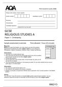 AQA GCSE Religious Studies A Paper 1&colon; Christianity &ndash; Sample Assessment Materials with Mark Scheme&NewLine;&NewLine;