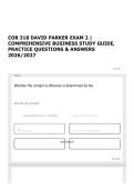 COB 318 DAVID PARKER EXAM 2 &vert; COMPREHENSIVE BUSINESS STUDY GUIDE&comma; PRACTICE QUESTIONS & ANSWERS 2026&sol;2027