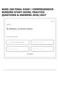 NURS 258 FINAL EXAM &vert; COMPREHENSIVE NURSING STUDY GUIDE&comma; PRACTICE QUESTIONS & ANSWERS 2026&sol;2027