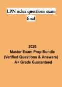 LPN NCLEX Questions Exam Final PDF &vert; NCLEX-PN Practice Questions&comma; Answers & LPN Nursing Exam Study Guide 2026