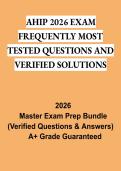 AHIP 2026 Exam Frequently Most Tested Questions & Verified Answers PDF &vert; Medicare Certification Study Guide & Exam Prep