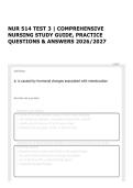 NUR 514 TEST 3 &vert; COMPREHENSIVE NURSING STUDY GUIDE&comma; PRACTICE QUESTIONS & ANSWERS 2026&sol;2027