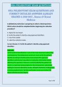 NHA PHLEBOTOMY EXAM QUESTIONS AND &NewLine;CORRECT DETAILED ANSWERS ALREADY &NewLine;GRADED A 2026-2027&period;&comma; Exams of Clinical &NewLine;Medicine &NewLine;A phlebotomy technician is preparing to collect a blood specimen&period; &NewLine;Which action should be completed before beginning the collection