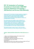 PSY 101 Introduction to Psychology &colon;&NewLine;Comprehensive Examination 2026&sol;2027 &NewLine;University Department of Psychology &vert; &NewLine;250 Questions and Answers With Rationales&NewLine;