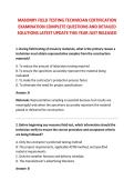 MASONRY FIELD TESTING TECHNICIAN CERTIFICATION &NewLine;EXAMINATION COMPLETE QUESTIONS AND DETAILED &NewLine;SOLUTIONS LATEST UPDATE THIS YEAR JUST RELEASED