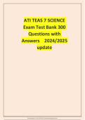 ATI TEAS 7 SCIENCE&NewLine;Exam Test Bank 300 &NewLine;Questions with&NewLine;Answers 2024&sol;2025&NewLine;update