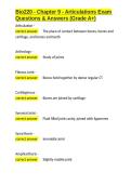 Bio220 - Chapter 9 - Articulations Exam Questions & Answers &lpar;Grade A&plus;&rpar;&period;docx&NewLine;&NewLine;