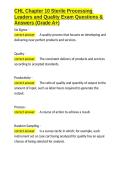 CHL Chapter 10 Sterile Processing Leaders and Quality Exam Questions & Answers &lpar;Grade A&plus;&rpar;&period;docx&NewLine;&NewLine;