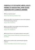 ESSENTIALS OF PSYCHIATRIC MENTAL HEALTH&NewLine;NURSING BY MORGAN FINAL PAPER SOLVED&NewLine;QUESTIONS WITH COMPLETE ANSWERS