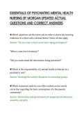 ESSENTIALS OF PSYCHIATRIC MENTAL HEALTH&NewLine;NURSING BY MORGAN UPDATED ACTUAL&NewLine;QUESTIONS AND CORRECT ANSWERS
