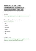 ESSENTIALS OF SOCIOLOGY&NewLine;COMPREHENSIVE INTRODUCTORY&NewLine;SOCIOLOGY STUDY GUIDE 2026