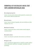 ESSENTIALS OF SOCIOLOGY MOCK TEST&NewLine;WITH ANSWER RATIONALES 2026