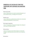 ESSENTIALS OF SOCIOLOGY PRACTICE&NewLine;QUESTIONS WITH DETAILED EXPLANATIONS&NewLine;2026&NewLine;