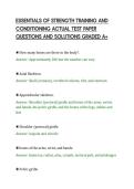 ESSENTIALS OF STRENGTH TRAINING AND&NewLine;CONDITIONING ACTUAL TEST PAPER&NewLine;QUESTIONS AND SOLUTIONS GRADED A&plus;