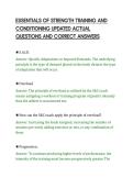 ESSENTIALS OF STRENGTH TRAINING AND&NewLine;CONDITIONING UPDATED ACTUAL&NewLine;QUESTIONS AND CORRECT ANSWERS