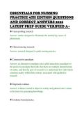ESSENTIALS FOR NURSING&NewLine;PRACTICE 9TH EDITION QUESTIONS&NewLine;AND CORRECT ANSWERS 2026&NewLine;LATEST PREP GUIDE VERIFIED A&plus;