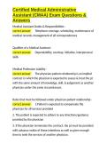 Certified Medical Administrative Assistant &lpar;CMAA&rpar; Exam Questions & Answers&period;docx&NewLine;&NewLine;