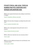 ETH&sol;321T ETHICAL AND LEGAL TOPICS IN&NewLine;BUSINESS PRACTICE QUESTIONS WITH&NewLine;DETAILED EXPLANATIONS 2026