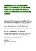 AANP FNP CERTIFICATION EXAM AND&NewLine;PRACTICE EXAM NEWEST ACTUAL EXAM&NewLine;COMPLETE QUESTIONS AND CORRECT&NewLine;DETAILED ANSWERS &lpar;VERIFIED ANSWERS&rpar;&NewLine;&vert;ALREADY
