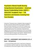 Psychiatric-Mental Health Nursing&NewLine;Comprehensive Examination &ndash; American&NewLine;Nurses Credentialing Center &lpar;ANCC&rpar; &ndash;&NewLine;2026&sol;2027 Academic Year &ndash; 150&NewLine;Questions and Answers Covering Four&NewLine;Core Domains