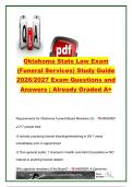 Oklahoma State Law Funeral Services Exam 2026&sol;2027 &vert; 100&plus; Questions & Answers &vert; Funeral Licensing&comma; Cremation&comma; Prepaid Funerals&comma; Right of Disposition & Vital Statistics