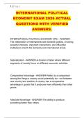 INTERNATIONAL POLITICAL &NewLine;ECONOMY EXAM 2026 ACTUAL &NewLine;QUESTIONS WITH VERIFIED &NewLine;ANSWERS&period;