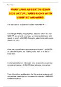 MARYLAND ASBESTOS EXAM &NewLine;2026 ACTUAL QUESTIONS WITH &NewLine;VERIFIED ANSWERS&period;