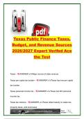 Texas Public Finance Exam 2026&sol;2027 &vert; 20 Questions & Answers &vert; Taxes&comma; Budget&comma; Revenue Sources&comma; Tax Systems & Public Funds