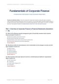 FUNDAMENTALS OF CORPORATE FINANCE 200 QUESTIONS AND CORRECT ANSWERS &NewLine;Part 1&colon; Overview of Corporate Finance & Financial Statements&NewLine;Part 2&colon; Valuation of Future Cash Flows & Long-Term Assets&NewLine;Part 3&colon; Capital Budgeting & Investment Criteria&NewLine;Part 4&colon; Risk&comma; C