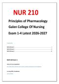 NUR 210 &NewLine; Principles of Pharmacology       &NewLine;Galen College Of Nursing &NewLine;  Exam 1-4 Latest 2026-2027 