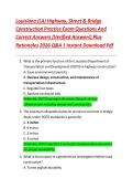 Louisiana &lpar;LA&rpar; Highway&comma; Street & Bridge&NewLine;Construction Practice Exam Questions And&NewLine;Correct Answers &lpar;Verified Answers&rpar; Plus&NewLine;Rationales 2026 Q&A &vert; Instant Download Pdf