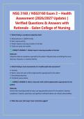NSG3160 Exam 2 &ndash; Health Assessment &lpar;2026-2027 Update&rpar;  Verified Questions & Answers with Rationale - Galen College of Nursing