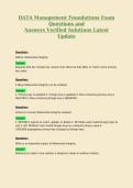 DATA Management Foundations Exam Questions and Answers Verified Solutions Latest Update