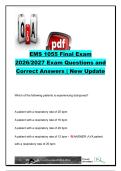 EMS 1055 Final Exam 2026&sol;2027 &vert; 200&plus; Questions & Correct Answers &vert; Trauma&comma; Shock&comma; Airway&comma; Cardiac&comma; Respiratory&comma; Pediatrics & OB&sol;GYN