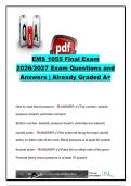 EMS 1055 Final Exam 2026&sol;2027 &vert; 100&plus; Questions & Answers &vert; Shock&comma; Airway&comma; Trauma&comma; Cardiac&comma; Respiratory&comma; Pediatrics & Emergency Care