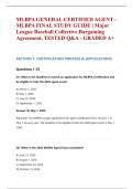 MLBPA GENERAL CERTIFIED AGENT -&NewLine;MLBPA FINAL STUDY GUIDE &vert; Major &NewLine;League Baseball Collective Bargaining &NewLine;Agreement&comma; TESTED Q&A - GRADED A&plus;