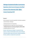 Michigan Residential Builder Examination &NewLine;Questions And Correct Answers &lpar;Verified &NewLine;Answers&rpar; Plus Rationale 2027 Q&A&vert; &NewLine;Instant Download Pdf 
