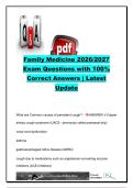 Family Medicine Exam 2026&sol;2027 &vert; 500&plus; Questions & Correct Answers &vert; Hypertension&comma; Asthma&comma; Diabetes&comma; Cardiology&comma; Musculoskeletal & Preventive Care