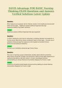 DAVIS Advantage FOR BASIC Nursing Thinking FINAL PAPER Questions and Answers Verified Solutions Latest Update